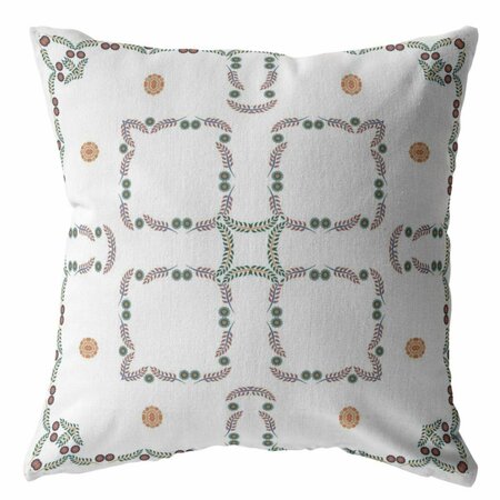 HOMEROOTS 16 in. White Floral Indoor & Outdoor Throw Pillow 412601